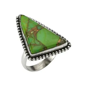 Оптовая Продажа Дешевая Цена 925 стерлингового серебра зеленая медь бирюза драгоценный камень кольцо производитель