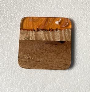 Sous-verres carrés personnalisés en bois et résine, décoration de mariage, vaisselle, sous-verres à boire, sets de table et coussinets, sous-verres en résine - Product Image 6