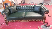 Sofá Chesterfield de Tela de Lujo con Estructura de Madera Maciza, Sofá Cama de Estilo Europeo Moderno para Sala de Estar, Muebles para el Hogar con Tapizado