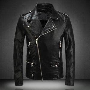 Blouson en cuir Pu lavable noir à manches longues pour homme, vêtement imperméable en coton, imperméable et durable, avec fermeture éclair, - Product Image 1