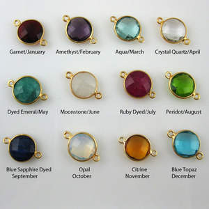 12X12MM Birthstone <b>Charm</b> 12 Months 925 Sterling Silver Gold Plated Customizable Color DIY <b>Bracelet</b> Link Connector High Quality - Product Image 2
