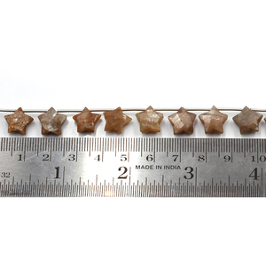 Piedra lunar marrón de 10 a 11 mm, facetada en forma de estrella, 17 cuentas en un hilo para la fabricación de joyas. - Product Image 4