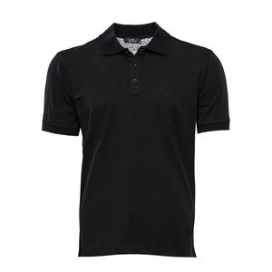 Chemise noire unie anti-plis pour homme en Spandex/Coton à manches courtes avec poche, couleurs et tailles personnalisables, logo sur mesure - Product Image 1