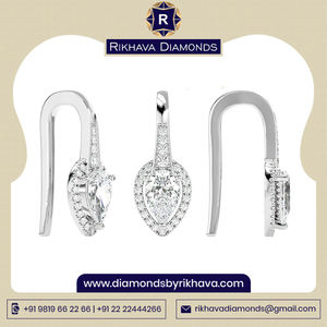 Boucles d'oreilles en or blanc 14 carats, design antique, diamants ronds, 48 pierres, poids total 2,93 carats, tendance et pour femmes - Product Image 3