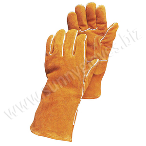 Size 14" Long Cow Split Leather Grey Color Full Lining Working Welding Safety Hand Gloves - Product Image 4