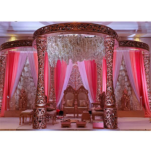 Fantastique Raj Mahal Mandap Mandap de mariage hindou portable avec Royal Touch Golden Glam mariage indien Vidhi Mandap - Product Image 1
