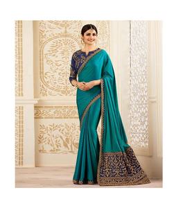 Prenda étnica bordado encaje borde indio Sari bajo precio fiesta desgaste piedra trabajo gasa telas con bordado trabajo blusa ApparelGarment - Product Image 1