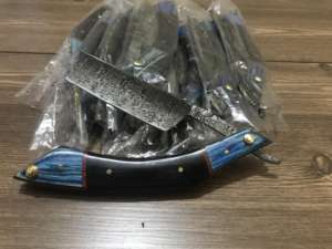 Cuchillas de afeitar rectas de acero damasco para hombre, manijas de madera para salón de barbería, cortadas en la garganta, novedad de 2019 - Product Image 2