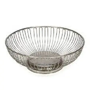 ROUND SHAPE CUSTOM BREAD PROOFING STORAGE BASKET FACTORY PRICE WIRE BASKET SILVER WIRE GALVANIZED IRON BREAD BASKET