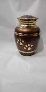 Brass material small classic pet urn paw design cremation urns in blue enamel color for your pet burial <b>memorial</b> <b>keepsake</b> urns - Product Image 6