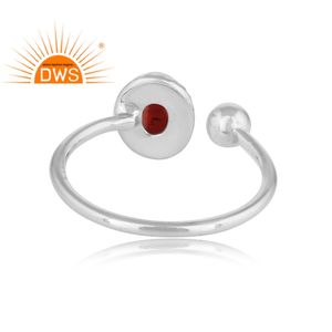 เครื่องประดับแหวนโกเมนตัดรูปไข่,เครื่องประดับแหวนเปิดได้ทำด้วยมือเครื่องประดับเงินสเตอร์ลิงออกซิไดซ์สำหรับเด็กผู้หญิง - Product Image 3