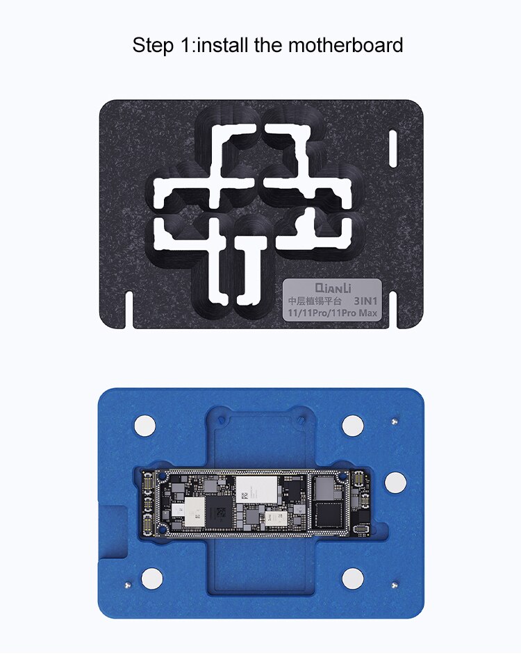 Qianli 3 in1 BGA Reballing Stencil Planting Tin Platform for iPhone X XS 11 11 Pro Max Motherboard Middle Layer Fixture Repair