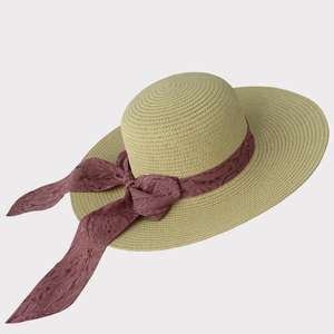 Sombrero de Playa de Alta Calidad a Bajo Precio con Decoración Floral, Sombrero de Paja de Verano para Damas, Hecho a Mano en Vietnam - Product Image 2