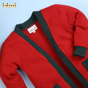 Cardigan brodé à la main motif soldat, pull personnalisé pour bébés filles, 100% laine certifiée OEKO-TEX, épais, hiver, ODM/OEM - Product Image 4