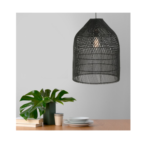 Ensemble de 2 abat-jour en rotin noir Unique Antique Transparent décoration de la maison éclairage en bambou PC matériel traditionnel vente en gros - Product Image 1