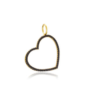 Breloque cœur en pierre de Zircon noir, bijoux en argent Sterling 925 turc faits à la main pour femmes, breloques tendance - Product Image 1