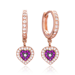 Boucles d'oreilles en forme de cœur rubis avec pierre de Zircon, bijoux en argent Sterling 925 faits à la main turcs, vente en gros - Product Image 1