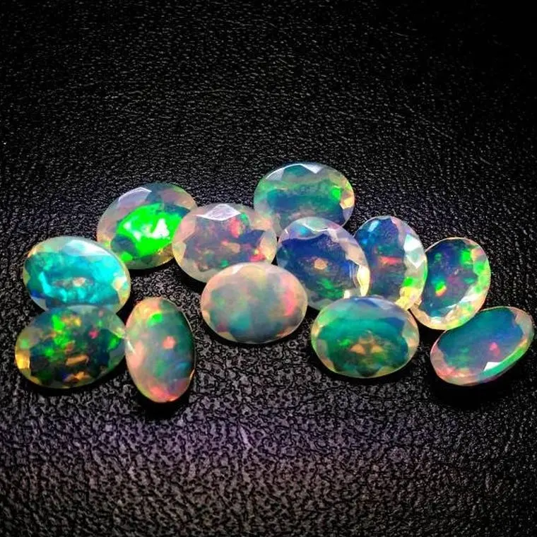 6x8mm Natural Ethiopian Opal Faceted Oval Cut Loose Calibrated Gemstones Manufacturer Buy Now Stones for Jewelry Making Factory