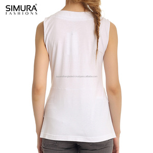 Último diseño de tendencia Algodón Precio razonable Alta calidad Single Jersey Anti-Piling Regular Gym Wear Camisetas sin mangas deportivas para mujeres - Product Image 6