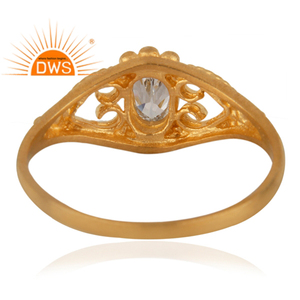 แฮนด์เมด18K ชุบทองแฟชั่นเพทายสีขาวแหวนหมั้นไม่ซ้ำใครเครื่องประดับทองเหลืองอินเดียคอลเลกชันคลาสสิกผู้จัดจำหน่าย - Product Image 3