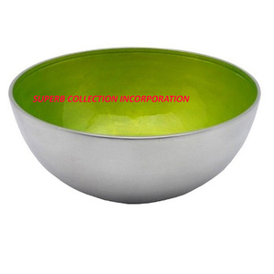 Suministros Directos de Fábrica, Tazón Metálico Moderno, Interior Verde, Exterior Plateado, Acabado Pulido, Tazón para Servir en el Hogar al Precio Más Bajo - Product Image 2