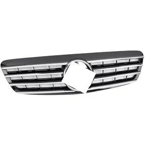 1pc Black Chrome Voor Center Grille Fit 2000-05 Voor Mercedes-Benz S-Klasse W220