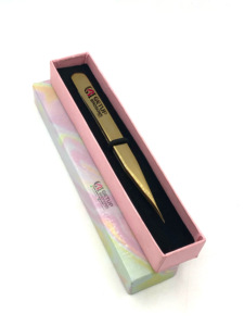 แหนบต่อขนตาพลาสม่าสีทองแบบตรงทำจากสแตนเลสอุปกรณ์เสริมความงามออกแบบโลโก้ของคุณเองได้ - Product Image 5