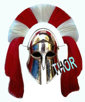 Casque médiéval grec corinthien chevalier romain casque spartiate avec panache rouge/blanc cosplay