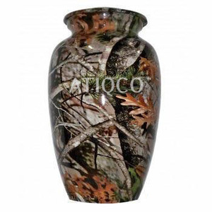 Urna Funeraria de Latón Macizo con Estampado de Selva a Color, Estilo Americano, para Adultos - Product Image 1