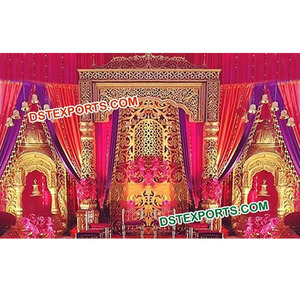 แผงไฟเบอร์ rajwada เวทีแต่งงานแผงดอกไม้แกะสลักสีทองตกแต่งเวทีแต่งงานสหรัฐอเมริกาออสเตรเลีย - Product Image 1