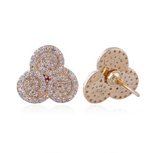 Pendientes de oro amarillo sólido de 14k con piedras preciosas de Rubí, joyería hecha a mano, con cierre de tuerca - Product Image 1