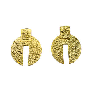 Partywear ตุ้มหูทองเหลือง,ตุ้มหูแบบห่วงสำหรับเด็กหญิงและสตรีผิวด้านทำมือทันสมัยแฟชั่นล่าสุด - Product Image 2