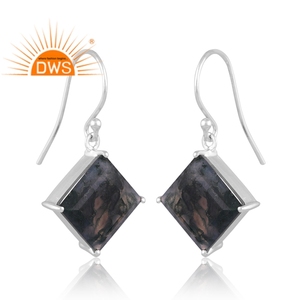925 plata esterlina fina ágata de musgo Natural piedra preciosa diseño cuadrado pendiente colgante fabricante de joyería - Product Image 2