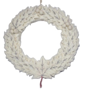 พวงหรีด100% ขนสัตว์จากเนปาลเส้นผ่าศูนย์กลาง24ซม. ทำด้วยมือคุณภาพสั่งซื้อขั้นต่ำ50ชิ้นสำหรับตกแต่งคริสต์มาส - Product Image 2