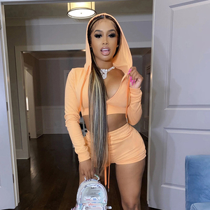 Pull à capuche de haute qualité pour femmes, ensemble 2 pièces, vêtements décontractés, sexy, nouveauté - Product Image 4