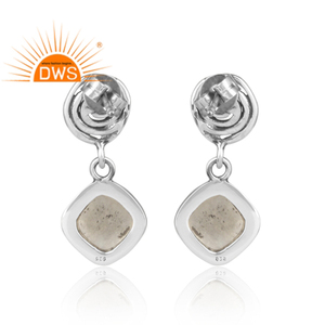 Arc-en-ciel pierre de lune ensemble de pierres précieuses en argent oxydé ethnique spirale boucle d'oreille bijoux pour femmes cadeau pour sa Collection Vintage - Product Image 3