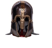 Casque Viking normand médiéval 18 Ga acier et chaîne mail réplique rustique Vintage décor à la maison cadeaux