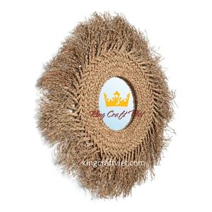 Bohemian Natural fringes rattan wall <b>mirror</b> Seagrass fibers Straw Wall Hangings <b>Mirror</b> for Home decor gift Handicrafts Vietnam - Product Image 4