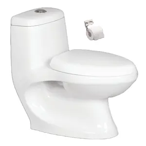 Banheiro commodo de vaso sanitário sifônico, uma peça de banheiro com tampa de assento e montagem de cerâmica sanitário monoblock