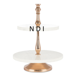 Modern Style Gold Plated Finishing Luxury Wedding Party Decoration <b>Cake</b> Serving With <b>Marble</b> <b>Cake</b> <b>Stand</b> in Round Shape For Home - Product Image 1