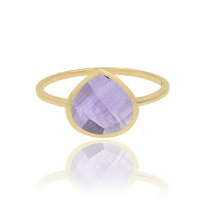 Design classique solide 925 argent sterling améthyste naturelle bague en pierre précieuse en gros argent plaqué or fabricant en gros - Product Image 3