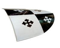 Nuevo acero escalar Quantum Crusader Battle Shield Iron Medieval Armor con Cross Theme Combat Listo para Halloween