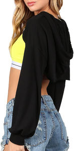 100% coton de Haute Qualité Pull Dames Recadrée Hoodie Sweat Gym Workout Exécution de - Product Image 2