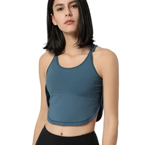Camisetas sin mangas personalizadas para mujer, top corto sexy acanalado de color sólido, venta al por mayor