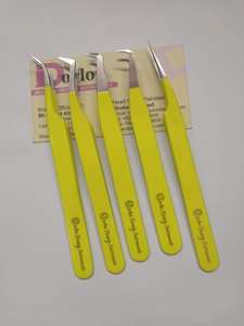 แหนบขนตาปลอมสีเหลืองสีนีออนแหนบสแตนเลสสำหรับการต่อขนตาโลโก้ตามสั่ง - Product Image 3