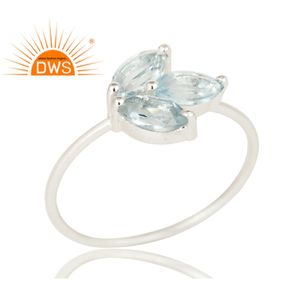 ธรรมชาติสีฟ้าบุษราคัมแหวนพลอยแหวนเงินสเตอร์ลิงของผู้หญิงอินเดียเงิน925สเตอร์ลิงผู้ผลิตเครื่องประดับ - Product Image 2