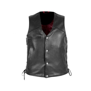 Col en v hommes sans manches respirant moto moto gilet en cuir bonne qualité motard-gilets fabriqués au Pakistan - Product Image 1