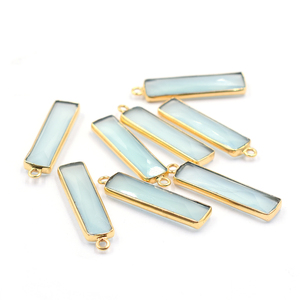 Aqua Calcedonia Rectangular 925 colgante de plata esterlina hecho a mano 18K chapado en oro accesorio de fabricación de joyas - Product Image 4