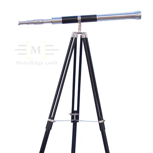 Nautische 39 ''Admirals Vloerstaande Telescoop Antieke Koperen Chrome Met Lederen Telescoop Met Statief Stand Premium Kwaliteit
