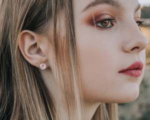 92.5 Sterling Silver Natural Rose Quartz Faceted Round Shape Gemstone Prong Setting <b>Beautiful</b> Studs <b>Earring</b> Women Cute Gift - Product Image 5
